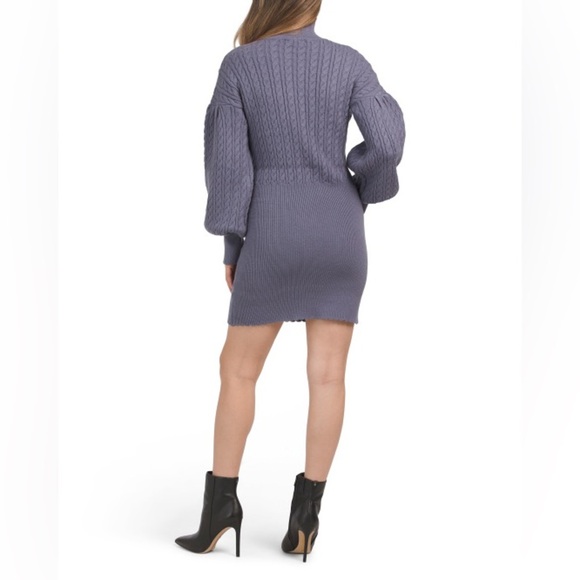En Saison Bettany Mini Cable Knit Sweater Dress in Blue NWT Size Small - Picture 3 of 7